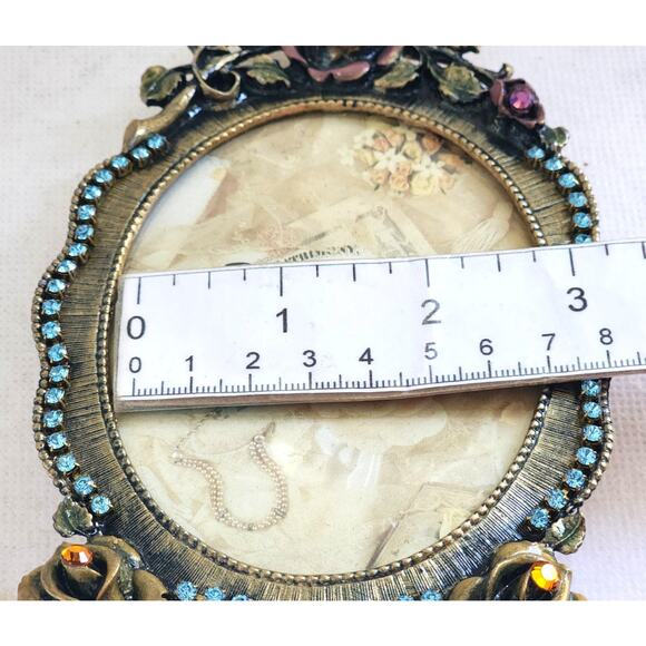 PICTURE FRAME-Vintage Matson F1782 Jeweled Roses Oval–PetiCadeau Collection-Rare - Picture 13 of 13